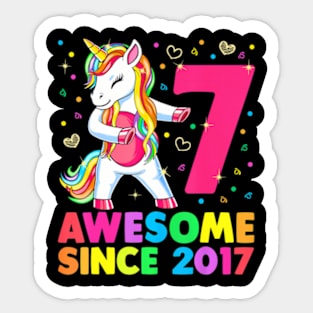 7 Years Old Unicorn Flossing 7Th Birthday Girl Unicorn Party Sticker